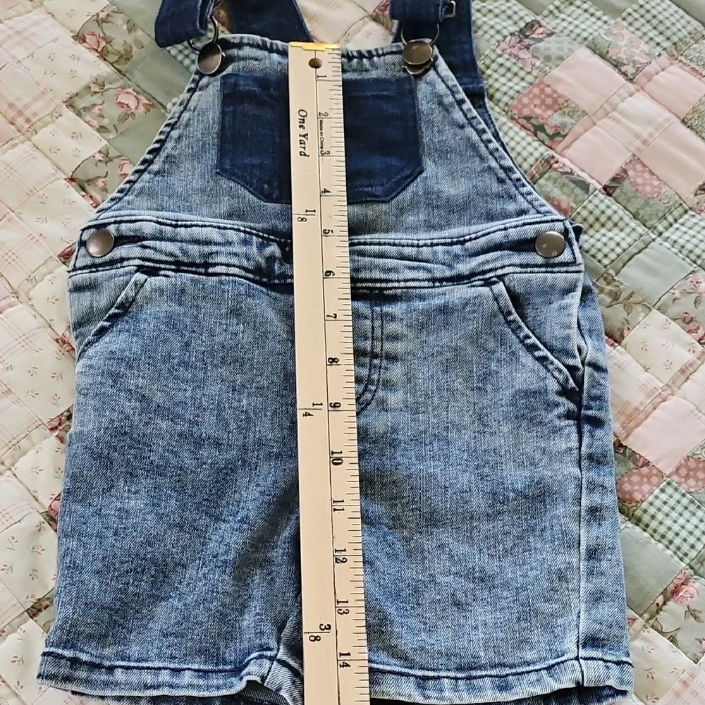 Wonder Nation Kids Denim Bib Overalls- Shorts  18 M. - Picture 5 of 7